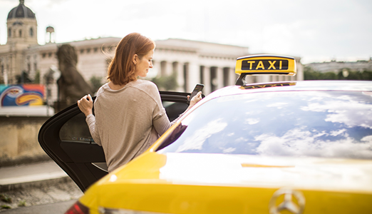 Person getting into a taxi